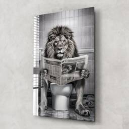 Tempered Glass Wall Art-Wall DecorGlass Printing-Large Hangings-Wild Animal Art - Toilet Lion Art - thumbnail 1