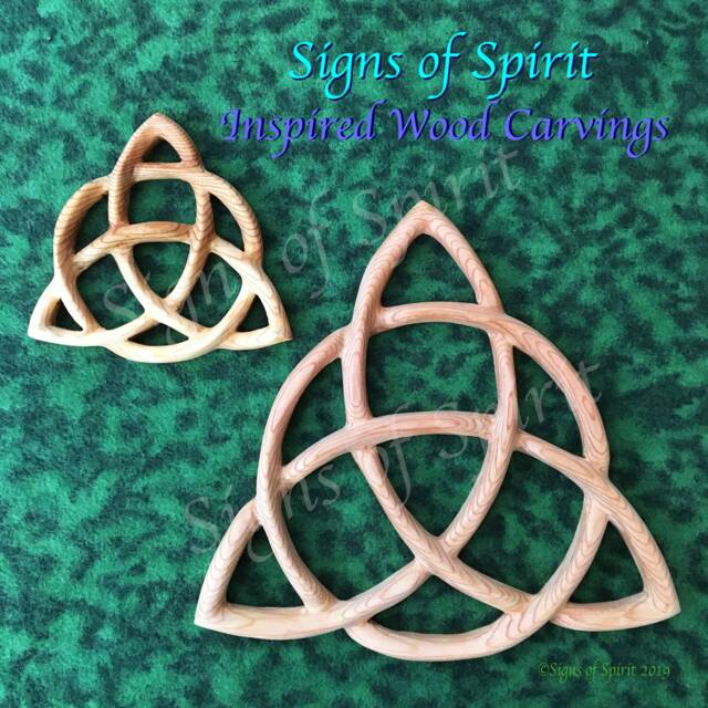 Triquetra Wood Carved Celtic Knot-Celtic Triple Goddess-Wiccan Protection-Christian Holy Trinity Symbol - Altar Carving Or Wall Art - image 1