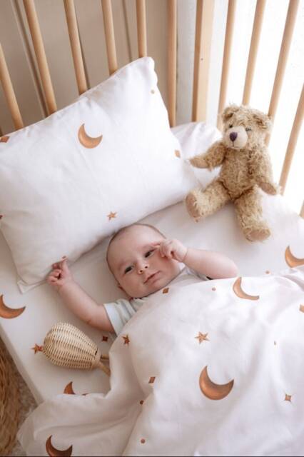 Personalized Baby Duvet Cover Set, Toddler Bedding, Twin Size Crib Stars Quilt, Organic Cotton Bedspread, Kids Bedding - image 1