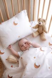Personalized Baby Duvet Cover Set, Toddler Bedding, Twin Size Crib Stars Quilt, Organic Cotton Bedspread, Kids Bedding - thumbnail 1