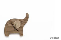 Cute Elephant Wooden Wall Clock, Kids Nursery Room, Teens Baby Room - Clock