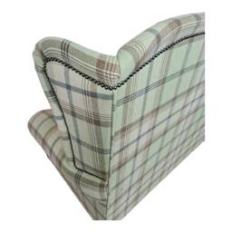 Wing Back Queen Anne Sofa Balmoral Sage Tartan, Solid Wood Legs - thumbnail 3