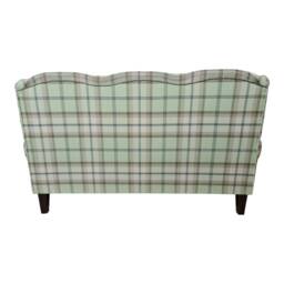Wing Back Queen Anne Sofa Balmoral Sage Tartan, Solid Wood Legs - thumbnail 2