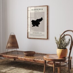 Abstract Slovenia Map Vintage Wall Art Print Picasso + Matisse Inspired Travel Poster Oe - thumbnail 3