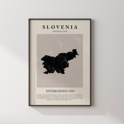Abstract Slovenia Map Vintage Wall Art Print Picasso + Matisse Inspired Travel Poster Oe - thumbnail 2