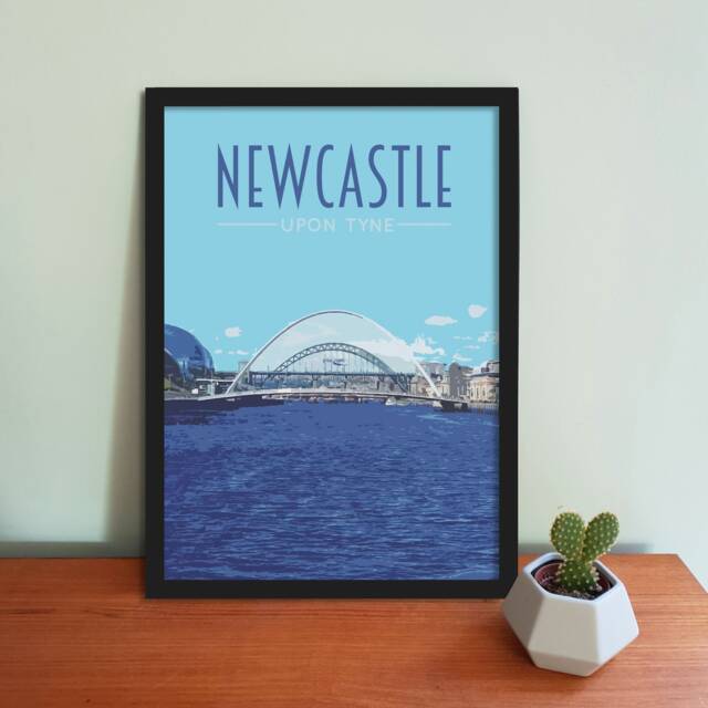 Newcastle Travel Poster - Retro Style Tyne Bridge Art Print - image 1