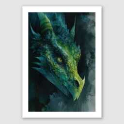 Emerald Dragon Art Print - Mystical Green Portrait, Fantasy Decor - thumbnail 2