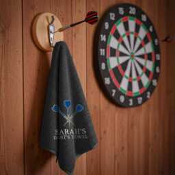 Personalised Darts Towel - Custom Embroidered Name With Dartboard Design Sports Gift For Players & Enthusiasts - thumbnail 3