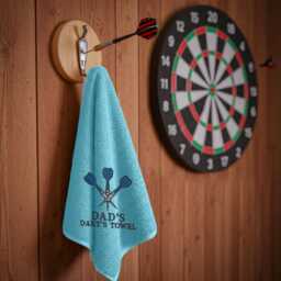 Personalised Darts Towel - Custom Embroidered Name With Dartboard Design Sports Gift For Players & Enthusiasts