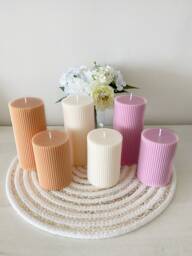 Ribbed Large Candles - Decorative Gifts For Her Vegan Christmas Birthday New Home Gift Ideas House Warming Thank You