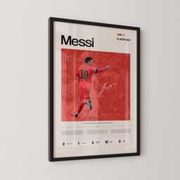 Messi Orange Kit Stats Poster, Lionel Barcelona Wall Art, Barca Football Print, Soccer Legend Gift, Sports Decor - thumbnail 2