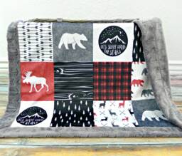 Personalized Baby Blanket Boy - Minky Adventure Woodland Nursery Animal Customized Name Forest
