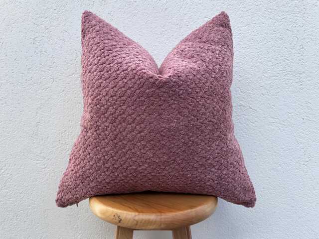 Mauve Plush Pillow Cover Textured Decorative Cushion - All Duties Paid Usa - image 1
