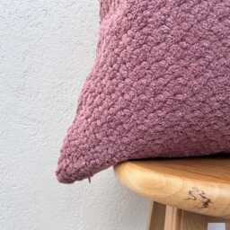 Mauve Plush Pillow Cover Textured Decorative Cushion - All Duties Paid Usa - thumbnail 2