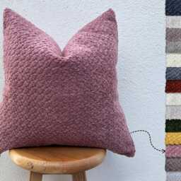 Mauve Plush Pillow Cover Textured Decorative Cushion - All Duties Paid Usa - thumbnail 3