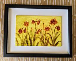 "Poppy Flowers Ceramic Wall Art Tile, 8"" By 12"