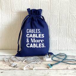 Cables, Cables & More Drawstring Bag, Father's Day Gift, Men's Christmas Gift For Him, Storage, Cable Dad Gift - thumbnail 3