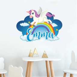 Personalised Rainbow Unicorn Wall Sticker Name Vinyl Decal Girls Kids Nursery Bedroom - thumbnail 2