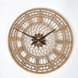 Wooden Wall Clock Big Ben Style Silent Non Ticking Roman Numerals 30cm Or 60 cm Oak Ornament Gift - thumbnail 1