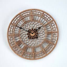 Wooden Wall Clock Big Ben Style Silent Non Ticking Roman Numerals 30cm Or 60 cm Oak Ornament Gift - thumbnail 2