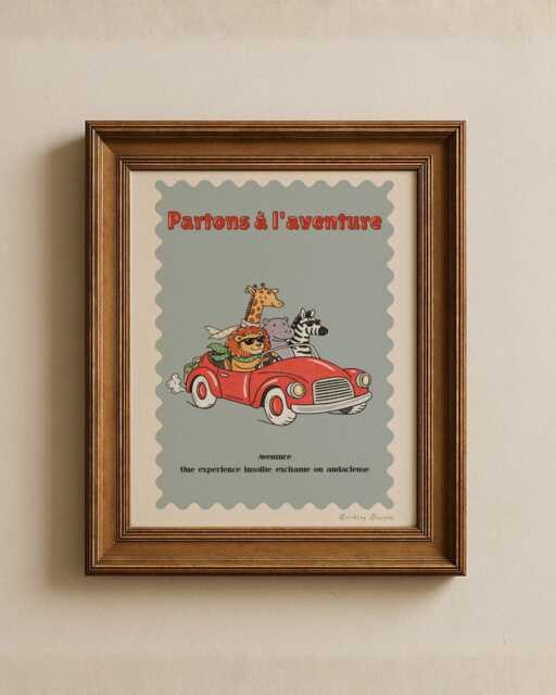 Vintage Nursery Print - French Quote Old Cartoon Style Playroom Poster - image 1