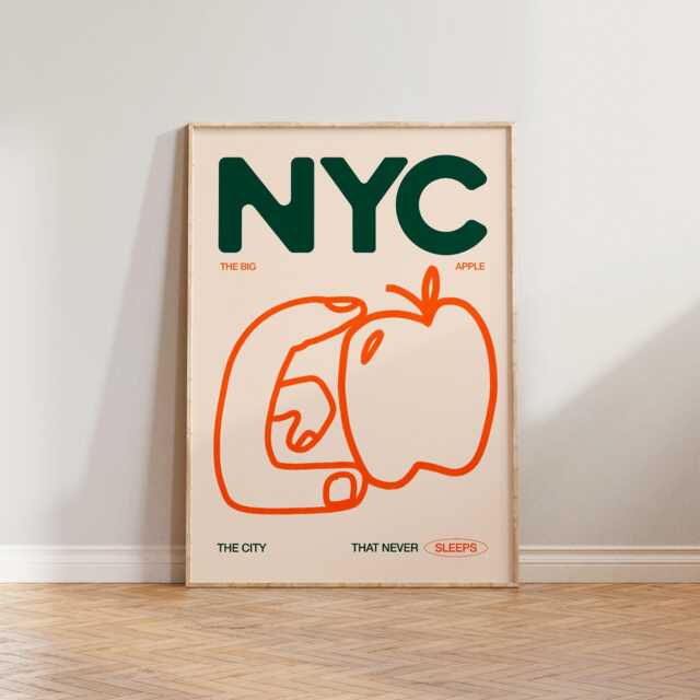 New York Print, Nyc Travel Poster, Living Room Wall Art Prints, Hand Drawn Doodle Decor, The Big Apple Aesthetic Print - image 1