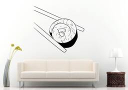 Chop Sticks Holding Sushi Roll Kitchen Wall Decal Vinyl Sticker Mural Room Decor L1166