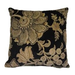 Sandersons - Shalimar Graphite/Mole Designer Velvet Cushion Cover Throw Pillow Batik Vintage Floral Print - thumbnail 3