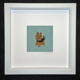 Beaded Yorkshire Terrier Portrait Framed Miniature Dog Art - Made To Order - thumbnail 2