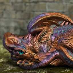 Handmade Concrete Dragon Statue Unique Garden Figurine Stone Wild Animal Sculpture Cement Decor Outdoor Patio Ornament - thumbnail 2