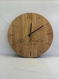 Oak Wood Wall Clock Engraved Personalised Custom Unique Family Wedding Gift
