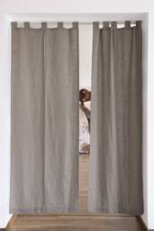 Rustic Linen Noren Curtain, Japanese Doorway Divider, 30x79 - thumbnail 1