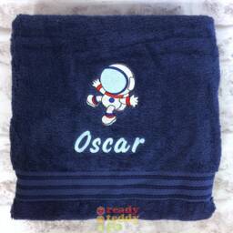 Personalised Swimming/Bath Towel Sheet Robot Embroidered Unisex Boys Girls Children's Kids With Any Name 500Gsm - thumbnail 3