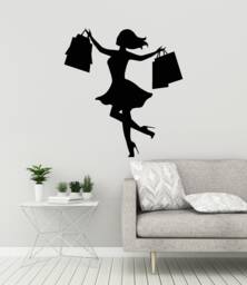 Shopping Girl Vinyl Wall Decal Silhouette Woman With Bags Stickers Mural - #3109Di - thumbnail 1