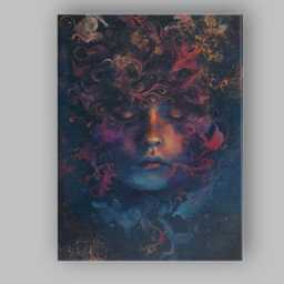 Mystical Dreamlike Female Face Cosmic Floral Surreal Portrait Canvas Wall Art Print Decor Picture Ready To Hang - thumbnail 1