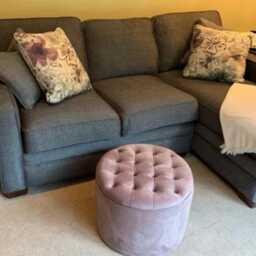 Handmade Plush Velvet Chesterfield Ottoman - Round Footstool Coffee Table - thumbnail 3