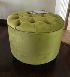Handmade Plush Velvet Chesterfield Ottoman - Round Footstool Coffee Table