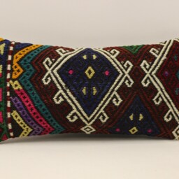 Vintage Turkish Kilim Pillow 10x20 in 25x50 cm Sofa Throw Cushion Cover 4Yef-552 - thumbnail 2