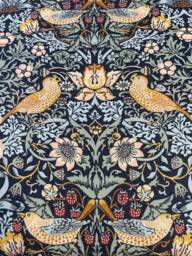William Morris Fabric Footstool Blue & Green Birds Design, Mahogany Feet - thumbnail 2