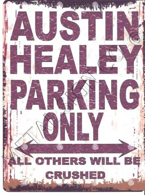 Austin Healey Parking Only Metal Sign Retro Garage Decor