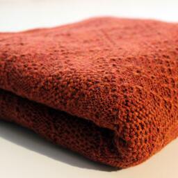 Alpaca Blanket, Orange Knit Wool Baby Wrap, Knitted Natural White/Ivory, Light Beige, Gray Throw, Girl, Boy, Newborn Gift - thumbnail 2