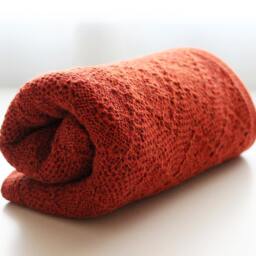 Alpaca Blanket, Orange Knit Wool Baby Wrap, Knitted Natural White/Ivory, Light Beige, Gray Throw, Girl, Boy, Newborn Gift - thumbnail 3