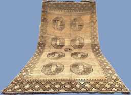 Handmade Ersari Rug 5x8, Antique Look Afghan Wool Rug, Muted Beige Khaki Geometric Area Traditional Elephant Foot Gull Tribal