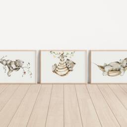 Woodland Nursery Prints, Decor, Wall Art, Set Of 3 Animals - thumbnail 2