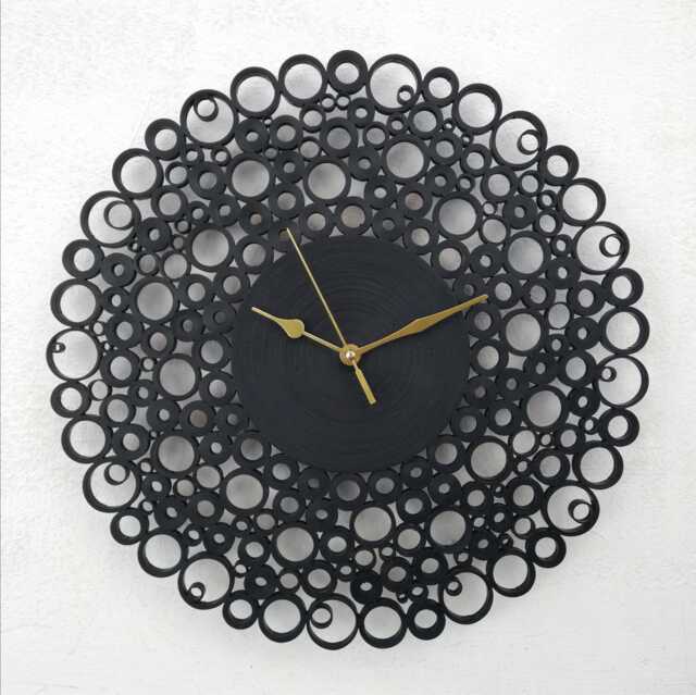 Black Wall Clock - Paper First Anniversary Gift Modern Decoration Designer Clocks Minimalist Clock, Decor - image 1