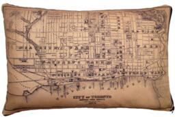 City Of Toronto, Canada Vintage Map Pillow - Free Shipping - thumbnail 1