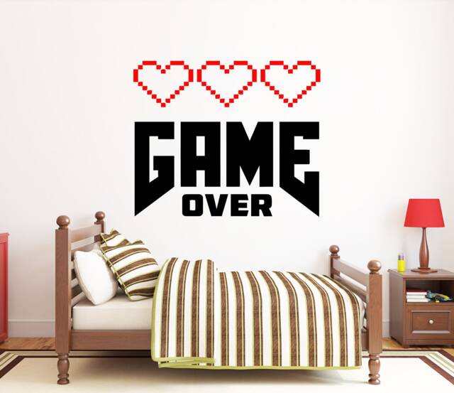 Game Over Wall Decal Video Room Decor 424Re - image 1