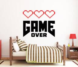 Game Over Wall Decal Video Room Decor 424Re - thumbnail 1
