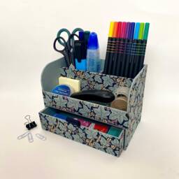 Handmade Bramble Desk Tidy William Morris Fabric Stationery Organiser With Drawer - thumbnail 3