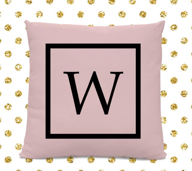 Initial Pillow - Letter With W Monogrammed Custom Throw Pink